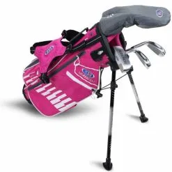 U.S. Kids Golf U.S Kids Golf UL42-s 4 Club Stand Set - Pink/White - Left Hand