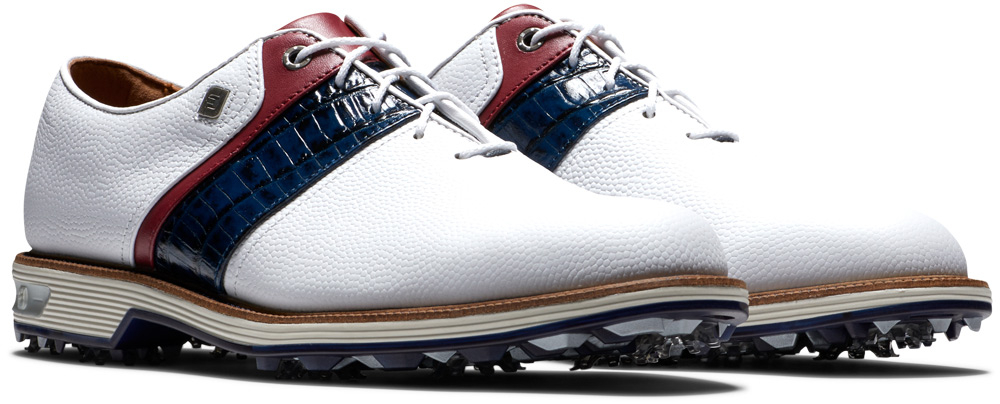 FootJoy Golf FootJoy DryJoys Premiere Series Packard Golf Shoes - White/Navy/Red - Image 5