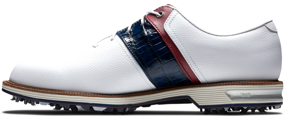 FootJoy Golf FootJoy DryJoys Premiere Series Packard Golf Shoes - White/Navy/Red - Image 2