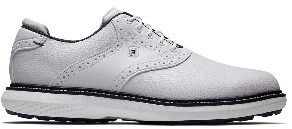FootJoy Golf FootJoy Traditions Spikeless Mens Golf Shoes - White/Navy