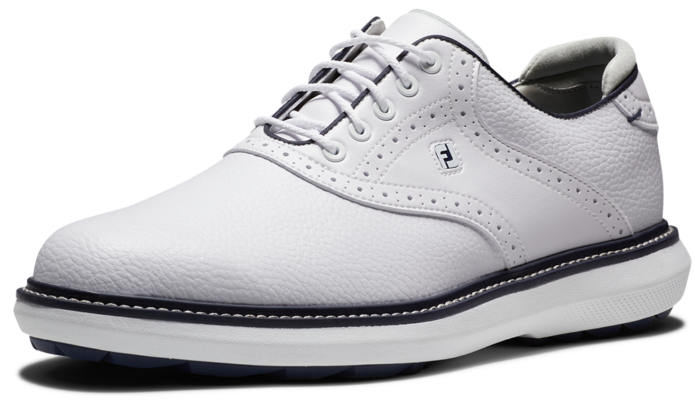 FootJoy Golf FootJoy Traditions Spikeless Mens Golf Shoes - White/Navy - Image 7