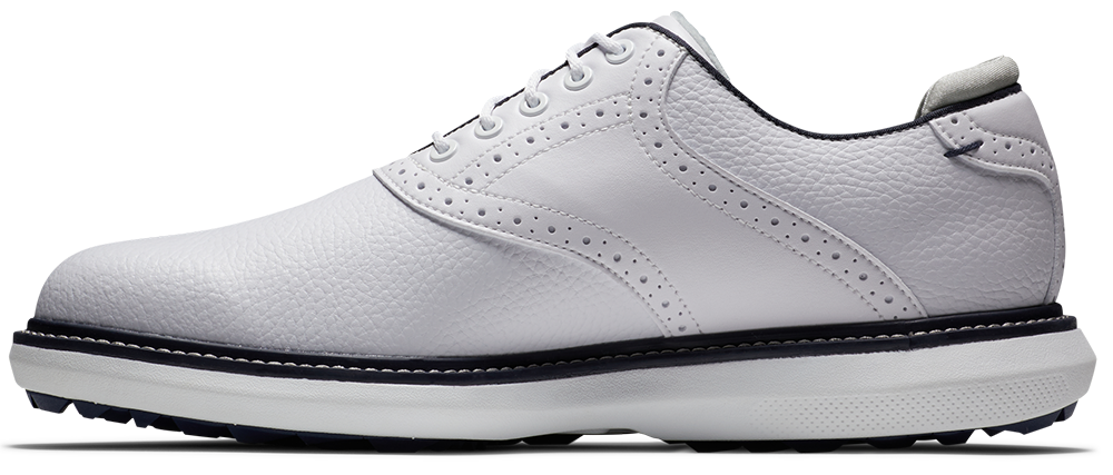 FootJoy Golf FootJoy Traditions Spikeless Mens Golf Shoes - White/Navy - Image 2