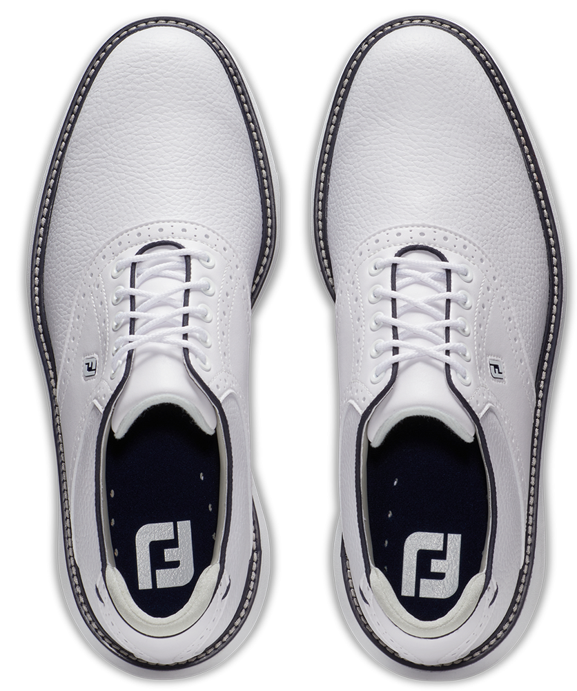 FootJoy Golf FootJoy Traditions Spikeless Mens Golf Shoes - White/Navy - Image 4