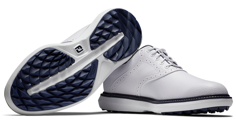 FootJoy Golf FootJoy Traditions Spikeless Mens Golf Shoes - White/Navy - Image 3
