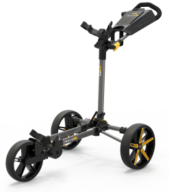 Powakaddy Golf NEW Powakaddy DLX-Lite FF Push Trolley - GunMetal/Yellow